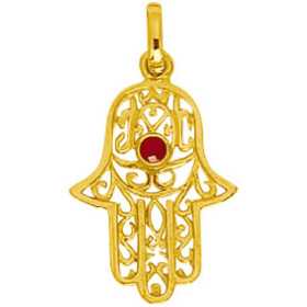 Pendentif main de Fatima or avec rubis