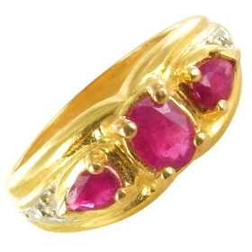 Bague or, rubis ovale, poires et diamants