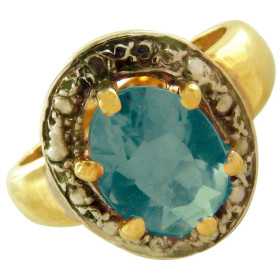 Bague or et topaze bleue de 8 x 10 mm