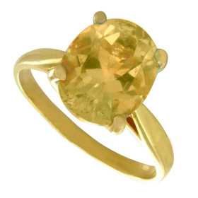 Bague or et citrine ovale de 8 x 6 mm