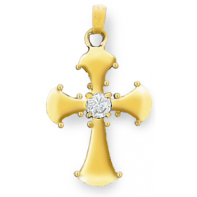 Pendentif croix en plaqué or avec oxyde de zyrconium