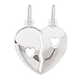 Pendentif coeur en argent avec coeurs ajourés.