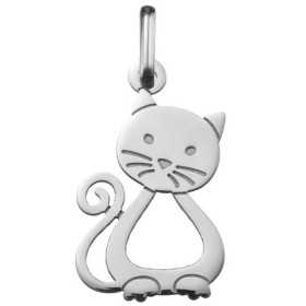 Pendentif chat ajouré en or blanc