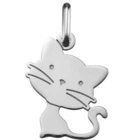 Pendentif chat or blanc