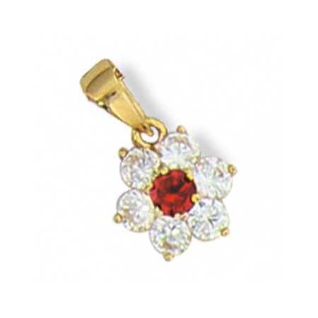 Pendentif plaqué or étoile avec zirconia central coloré - Bijouterieonline.com