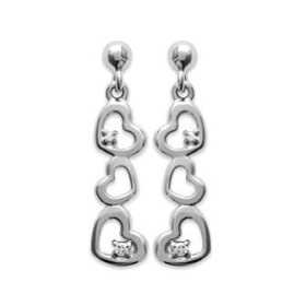 Boucles d'oreilles argent cascade de coeur