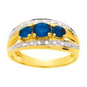 Bague or jaune avec saphirs de 0,90 ct et diamants.