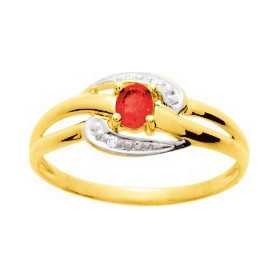 Bague or avec rubis de 0,21ct et diamants.