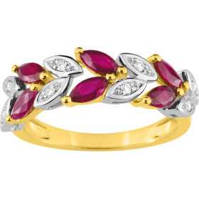 Bague or jaune avec rubis de 1,12ct et diamants.