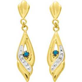 Boucles d'oreilles or et saphirs 2,5 x 0,6 cm