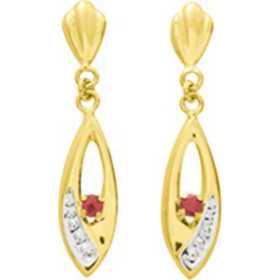 Boucles d'oreilles or et rubis 2,4 x 0,6 cm