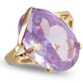 Bague plaqué or avec oxyde de zirconium mauve