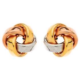 Boucles d'oreilles boutons noeuds 3 ors