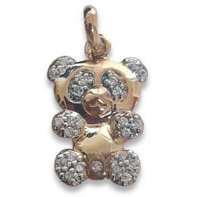 Pendentif ourson plaqué or avec zirconias