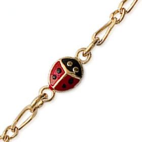 Bracelet coccinelle enfant plaqué or et émail.