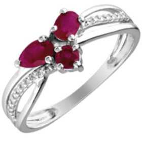 Bague rubis or gris et diamants