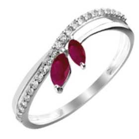 Bague rubis or gris et diamants