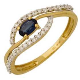 Bague saphir or jaune et diamants