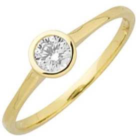 Bague oxyde de zirconium or jaune, type solitaire