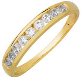 Bague oxydes de zirconium or jaune en forme demi tour