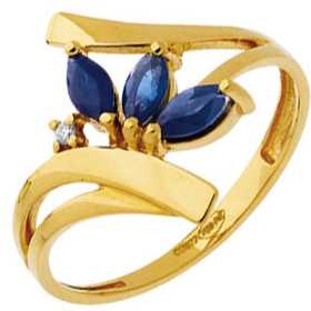 Bague saphirs or jaune et diamants