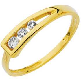 Bague oxydes de zirconium or jaune