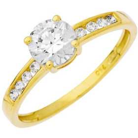 Bague oxydes de zirconium or jaune