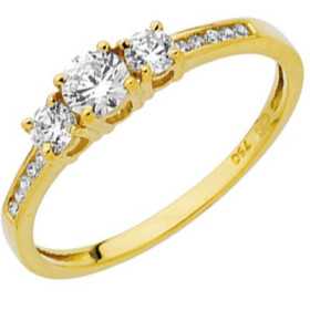 Bague oxydes de zirconium or jaune