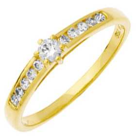 Bague oxydes de zirconium or jaune