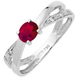 Bague rubis or gris et diamants