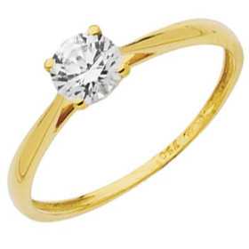 Bague oxyde de zirconium 5mm or jaune, type solitaire 4 griffes