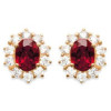 Boucles d\'oreilles plaqué or avec rubis synthétique. - Bijouterieonline.com