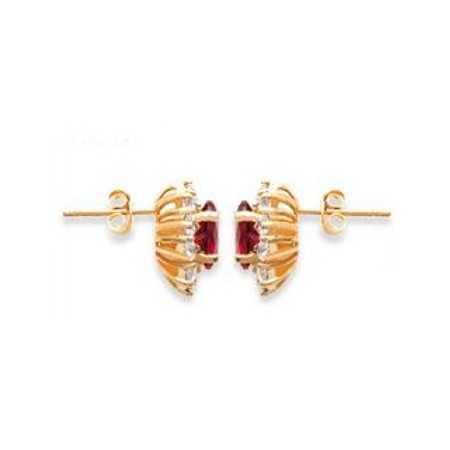 Boucles d\'oreilles plaqué or avec rubis synthétique. - Bijouterieonline.com