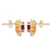 Boucles d\'oreilles plaqué or avec rubis synthétique. - Bijouterieonline.com