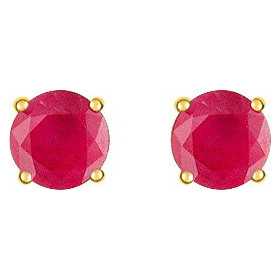 Clous d'oreilles or 750 et gros rubis de 5 mm