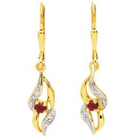 Boucles d'oreilles or et rubis