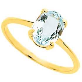 Bague en or jaune avec aigue marine 6 x 8 mm