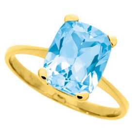 Bague en or jaune avec topaze bleue 8 x 10 mm