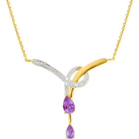 Collier en or avec améthystes et diamants