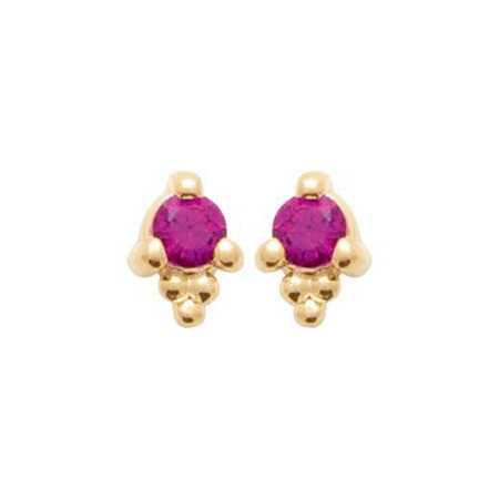 Clous d\'oreilles plaqué or pierres rouge - Bijouterieonline.com