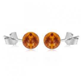 clous d'oreilles argent avec boules d'ambre de 4mm