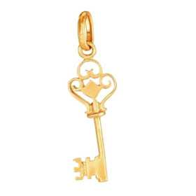 Pendentif plaqué or clef du coeur