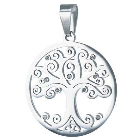 Pendentif acier arbre de vie - Bijouterieonline.com