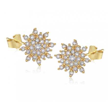 Clous d\'oreilles plaqué or flocon de neige d\'oxydes de zirconium - Bijouterieonline.com