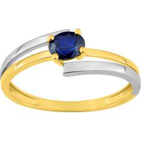 Bague or 750/1000 bicolore avec saphir ovale