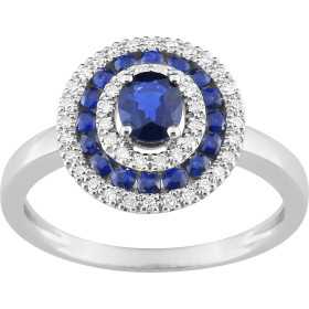 Bague or blanc 750/1000 avec saphirs 0,91 carat et diamants