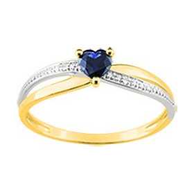 Bague or bicolore 750/1000 avec saphir coeur et diamant