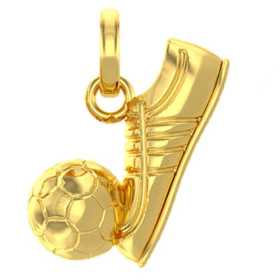 Pendentif chaussure et ballon de foot plaqué or.