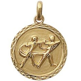 Médaille zodiaque gémeaux en plaqué or