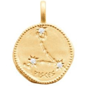 Zodiaque constellation Poissons médaille plaqué or